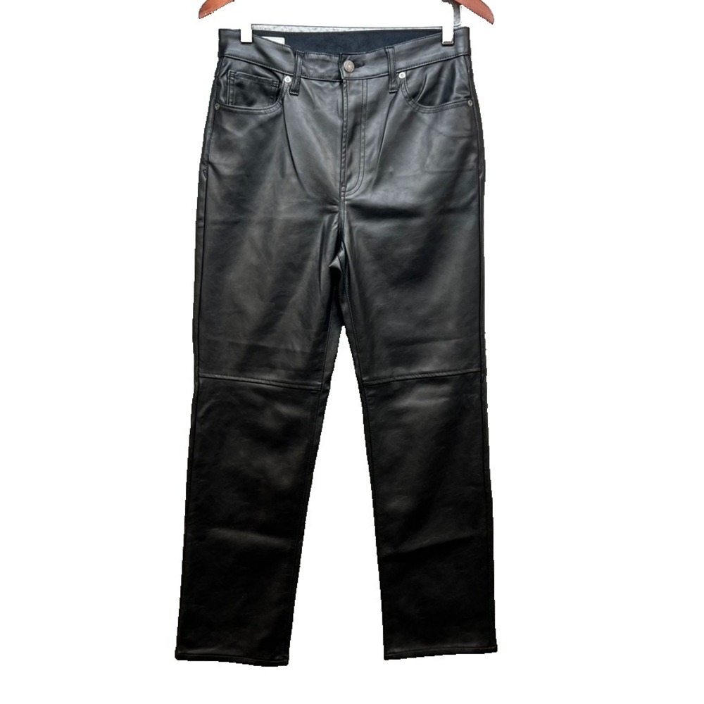 Gap Cheeky Straight Sky High Faux Leather Jeans Womens 8 Black Edgy Rocker
